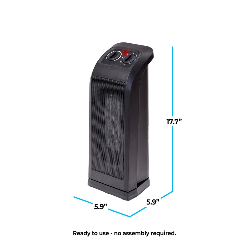 Comfort Zone 18" Tower Space Heater with PTC Heating Element,