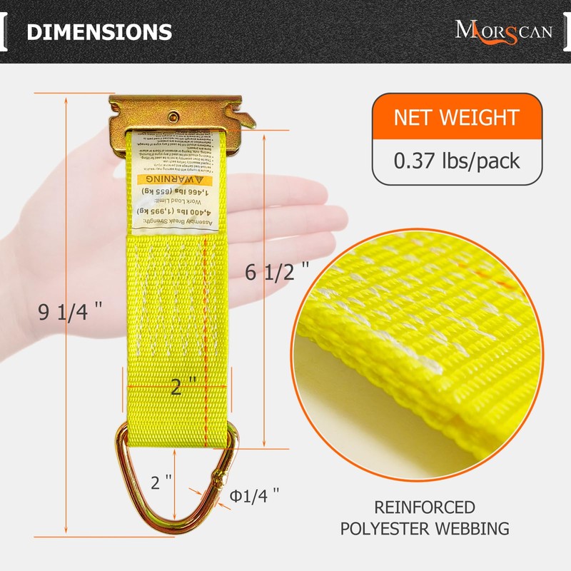 MorScan 20 Pack E-Track 2" x 6" Rope Tie-Offs, E