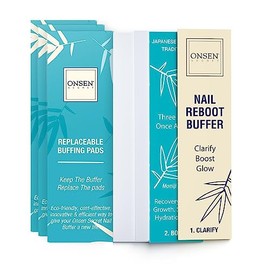 Onsen Secret Nail Buffer Block Replacement Pads - 3 Way Buffing Block Smooth Shine Natural Nail Buffing Pads w/ 3 Sides Coarse, Soft, Silky, Nail Buff