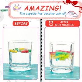 Gejoy 8 Pieces Water Capsules Water Animals Dinosaur Unicorn Sea Creature Party Cognition Sponge Pills Bath Expanding Foam Animal Capsules