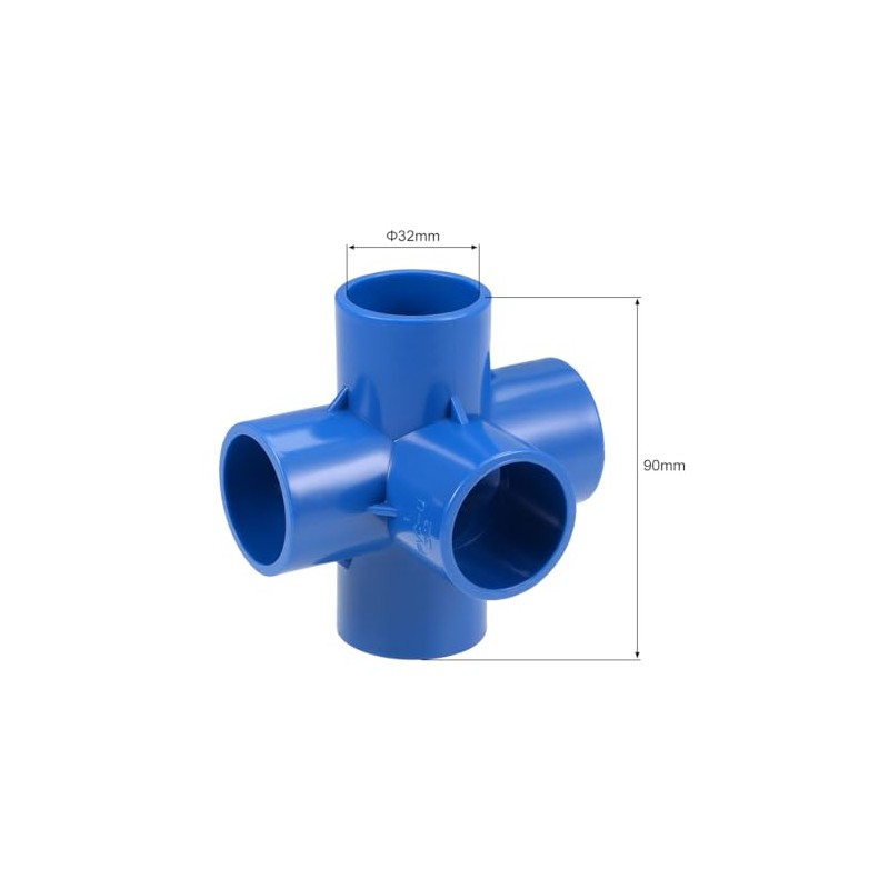 sourcing map 5-Way Elbow PVC Pipe Fitting Furniture Grade 32mm