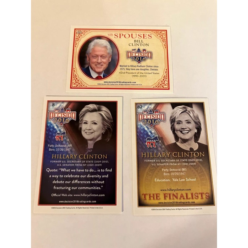 2016 DECISION 2016 HILLARY & BILL CLINTON "3-CARD LOT"