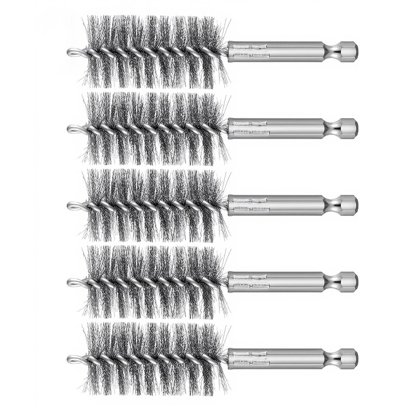 5 Pcs 1" Bore Brush for Drill Stainless Steel Round