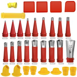 32pcs Caulking Finisher Kit Include 18Pcs Caulking Nozzle Tips Reusable Caulking Nozzle Coating, Caulking Tool Kit with 10 Connector Caulking Guns and 4 Grout Scraper for Bathroom Kitchen Doors