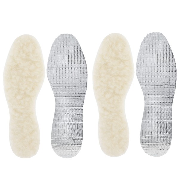 2 Pairs of Real Lambswool Insoles with Aluminium Layer, Natural,