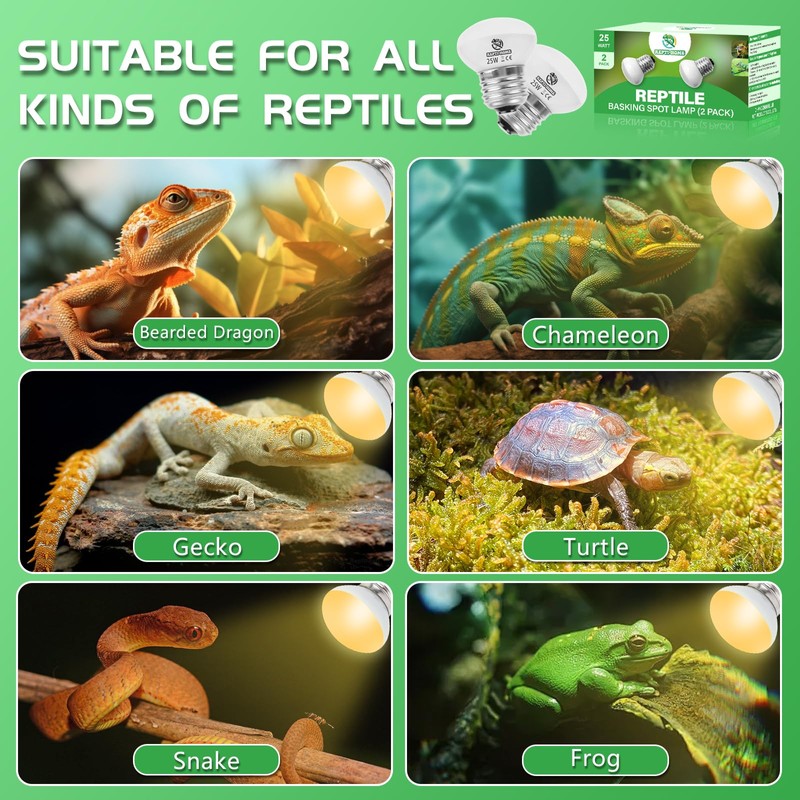 REPTI HOME Reptile Heat Lamp Bulbs, UVA Reptile Heat Bulb