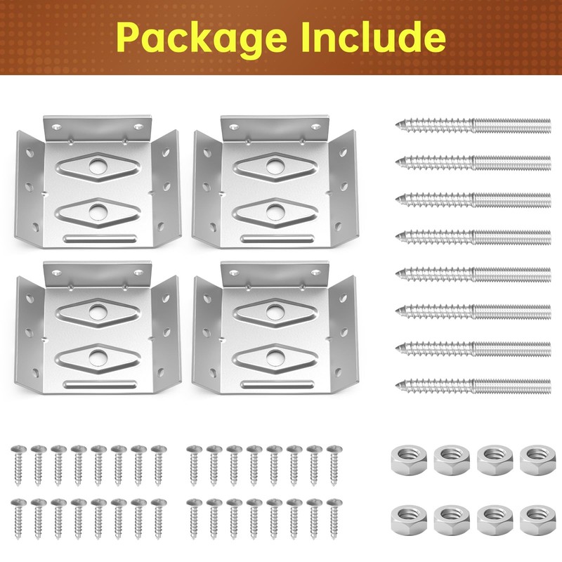 Fixirons Surface Mount Corner Brackets for Desk Legs Coffee Table