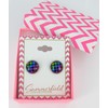 Summerfield Collection Stainless Steel Checkerboard Print Glass Stud Earrings 12mm