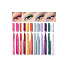 Holzsammlung #006 12 Colours Eyeliner Colourful Set Neon Eyeliner Pen Smooth Waterproof Smudge-proof Long-Lasting Gel Eyeliner Christmas Makeup Gift Set for Women