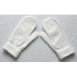 BaiX Women and Men's Cozy Winter Knitted Mittens Warm Fingerless Gloves White