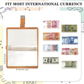 100 Pockets Currency Album with Password Lock Top Grade PU Leather Banknote Collection Book Binder World Paper Money Holders Sleeves for Collector Dollar Bill Cash Storage Collecting Supplies, Brown