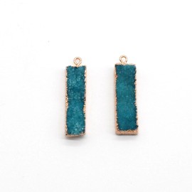 none 1PC Electro Gold Plated, 3D Large Genuine Durzy Light Blue Crystal Rectangle Ge