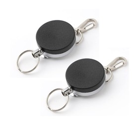 Key Chain, Diameter 4CM, Semi-Metal and Semi-Plastic, High-Strength Puller, Steel Wire Metal Back Clip, Retractable Frosted Key Ring Easy Pull Buckle (2)