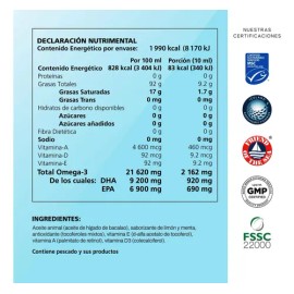 Aceite Hígado Bacalao Omega 3 Lsi Limón Menta 240ml Sin Gluten                                                                                        