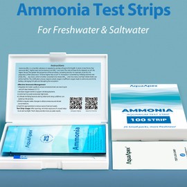 Ammonia Test Strips for Fish Tanks (100 Strips) - 0.25ppm High Precision for Freshwater & Saltwater Aquariums, Fish Tanks, Shrimp Tanks, Ponds.