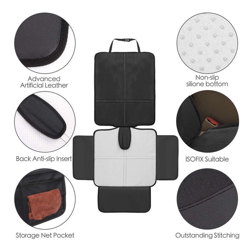 Baby Car Seat Protector with Mesh Storage Pocket Wear Resistant