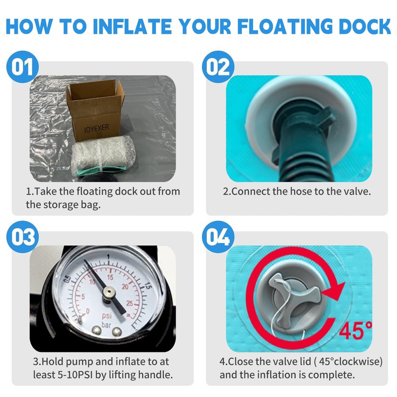 Inflatable Floating Dock, 5 x 6ft Air Dock Platform, Island