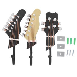 3pcs Wall Hooks Decorative 25kg Load Guitar Shape Environmental Resin Wall Hook for Hallway Living Room