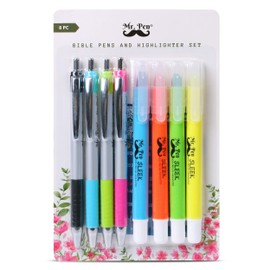 Mr. Pen- Bible Highlighters and Pens No Bleed, 8 Pack, Bible Journaling Kit, Bible Pens No Bleed Through, Gel Highlighters/Markers Bible Study Kit, Christian Gifts