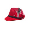 Traditional German Bavarian Red Felt Fedora for Men and Hat