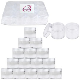 Beauticom® 2 oz./ 60 Grams/ 60 ML (Quantity: 36 Packs) Thick Wall Round Clear Plastic Jars Container with CLEAR Flat Top Lids for Cosmetic, Lip Balm, Lip Gloss, Creams, Lotions, Liquid