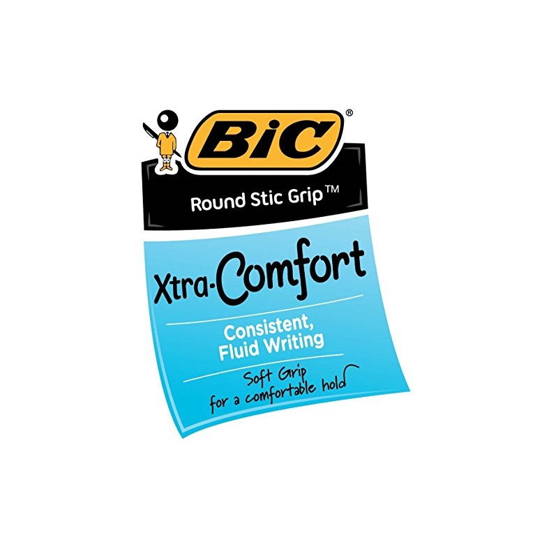 Bic Ultra Round Stic Grip Ball Point Pens, Medium Point,