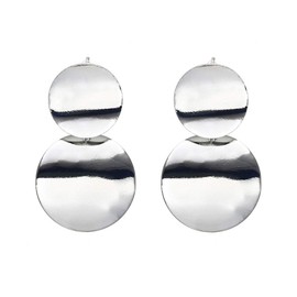 KaFu Light Weight Statement Danglers Vintage Earrings Geometric Round Curved Dangle Earrings For Women (Silver)