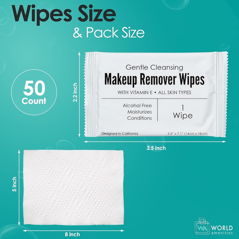 World Amenities - Bulk Makeup Remover Wipes - 25 Wipes