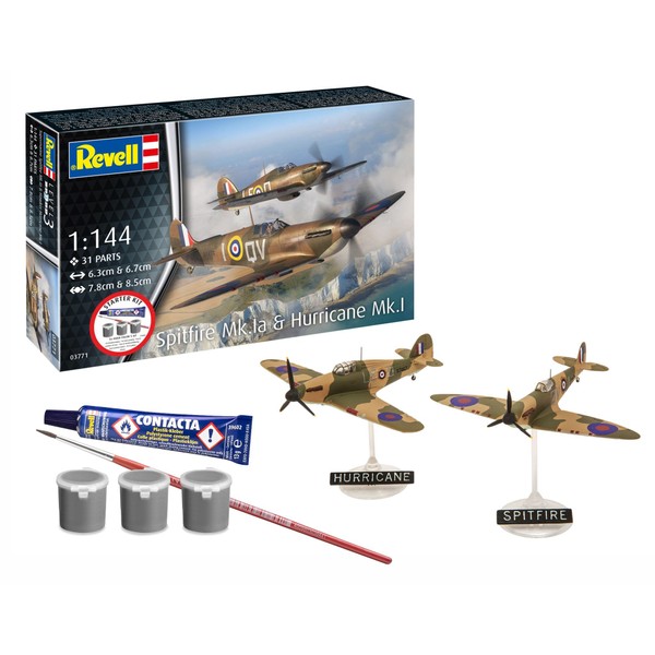 Revell 73771 Starter Kit Spitfire Mk.Ia & Hurricane Mk.I 1/144