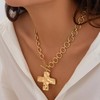 TONLUYAX 18k Gold Chunky Cross Necklace for Women Hammered Cross