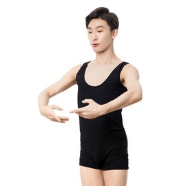 Daydance Black Tank Leotards for Teen Boys Ballet, Sleeveless Gymnastic Leotards for Dance
