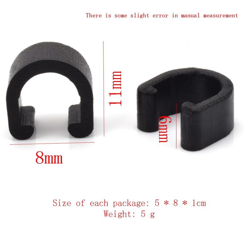 HDONONGYIRO 20 Pack C-Clips Clamps U-Clips Black Bicycle Accessory -