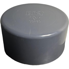 Generic ERA Sch 80 PVC 6 Inch End Cap, Socket Connection, Gray