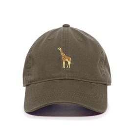 Tech Design Giraffe Baseball Cap Embroidered Cotton Adjustable Dad Hat Olive