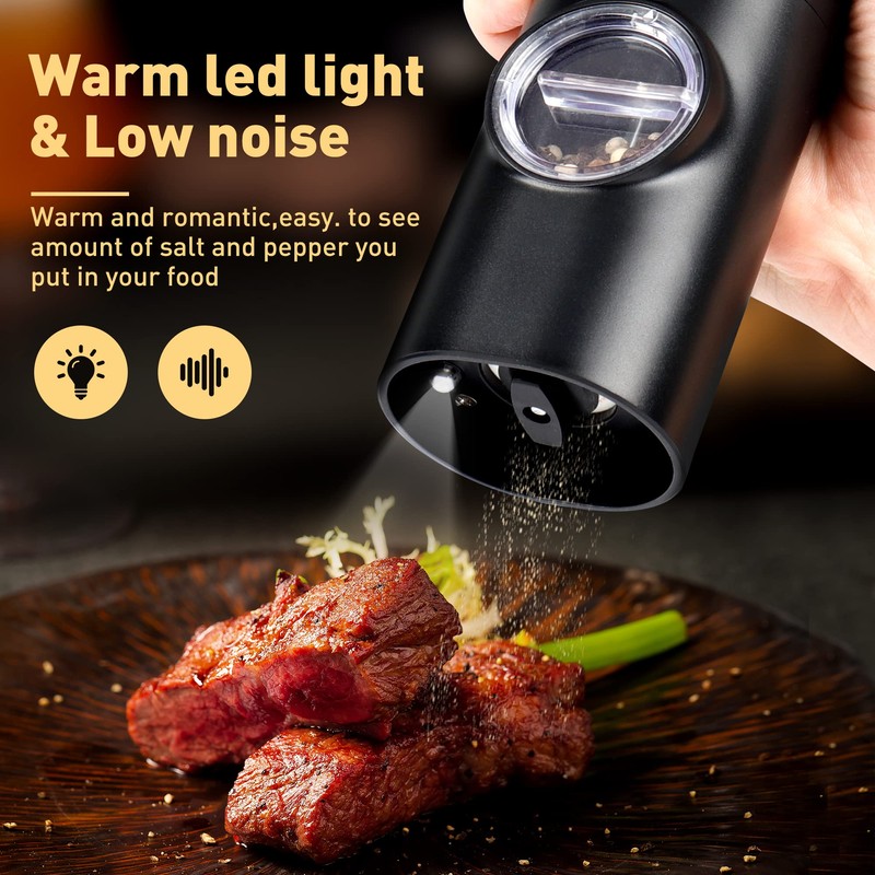 Electric Pepper Grinder or Salt Mill, Battery Powered Automatic Pepper