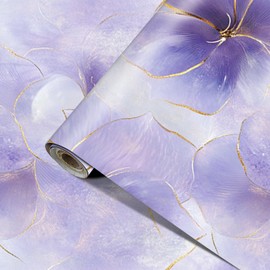 HOMETITUTE Purple Floral Wallpaper Peel and Stick Contact Paper 15.7"x39.4" Wall Paper Removable Vinyl Wall Sticker Self Adhesive Flower Wallpaper for Bedroom Drawer Countertop Art Decor