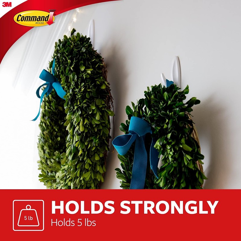 Command 17083ES General Purpose Hooks, Large, 5lb Cap, White, 1