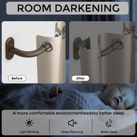 JRZOO - Barra de cortina envolvente de bronce, opaca resistente para ventanas de 28 a 48 pulgadas, 1 pulgada para oscurecer la habitación, curvada moderna (bronce/diseño único/todo el material)