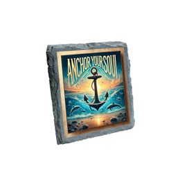 Anchor Your Soul Anchor Coaster with Dolphins and Ocean Design for Home Decor (slco-kf25-5907)