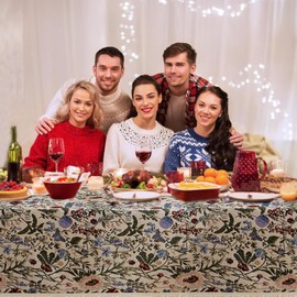 YXHOPELY Rectangular Table Vintage Floral Tablecloth Soft Durable Farmhouse Table Cloth Practical Embroidered Tablecloth Decorated Kitchen Dining Room Rustic Tablecloth 55"X 118" Boho Tablecloth