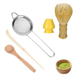 5 Pcs Matcha Whisk Set,PP Resin Matcha Whisk Kit Set Tools for Green Tea Powder Includes 1 Whisk & 1 Stainless Steel Sifter & 1 Spoon & 1 Teaspoon & 1 Holder