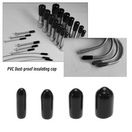 EMSea 200PCS Round End Caps Covers PVC Dust Proof Cover Screw Thread Protectors M2 M3 M4 M6 for Electric Wire Nail Head Round Tubing Black