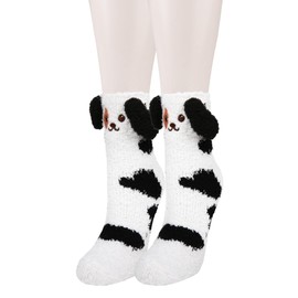Benefeet Sox Cute Dog Fuzzy Socks for Women Girls Kawaii Animal Slipper Socks Novelty Cartoon Cozy Winter Warm Socks Fluffy Plush Thick Soft Indoor Home Sleeping Socks