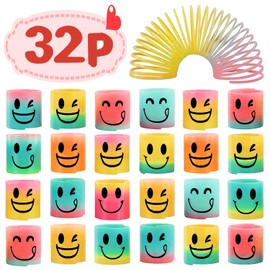 AZEN 32 Pcs Mini Spring Party Favors for Kids 3-5 4-8, Goodie Bags Stuffers for Birthday Party, Classroom Prizes Kids Prizes, Small Bulk Toys Gifts (4 Smile)