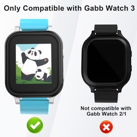 2 Pack Case Compatible with Gabb Watch 3 Screen Protector with for Kids, Hard PC Overall Protective Case Bumper with 9H Tempered Glass Cover Accessories, Black+Blue