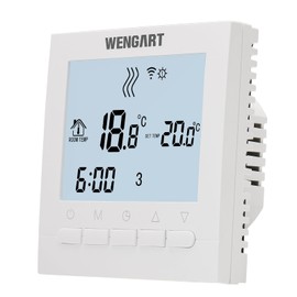 Wengart WiFi Thermostat WG02B04,Weekly Programming AC230V 3A Large Screen Display 2,4 GHz WiFi Work for Work for Water Underfloor Heating,Alexa Google Home Compatible Thermostat,White