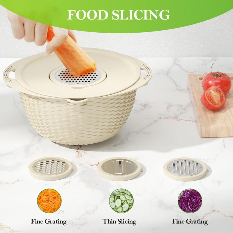 4-1 Colander with Bowl Set - Rotatable Strainers for Kitchen,