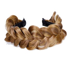 vowyore Synthetic Hair Braided Headband Braided hair hoop Classic Chunky Wide Plaited Wedding Fluffy Braids Wig Women Girl Beauty Accessory