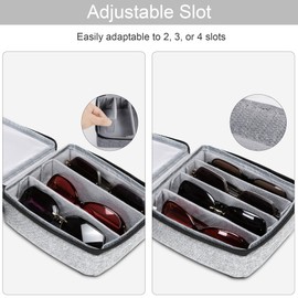 Bukere Travel Sunglasses Organizer Case, Adjustable Slot For Multiple Pairs, Portable Eyeglasses Storage Box for Men Women