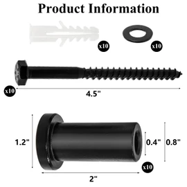 Peohud 10 Set Barn Door Spacers, 2" Sliding Barn Door Hardware Kit, Heavy Duty Replacement Wall Spacers with Lag Bolts Wall Anchor for Connecting Track Connection Device